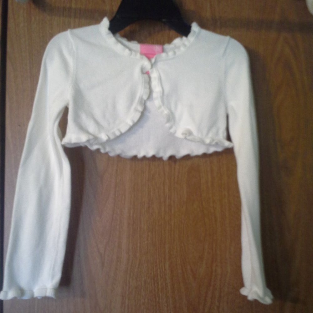 JK girls white cotton shrug  size small
